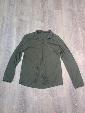 Lululemon Airing Easy Long Sleeve Snap Front Shirt Olive Green - Men's Medium M